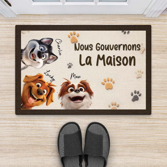 3885DFR2 paillasson personnalise chien 3d nous gouvernons la maison 3885d6m5c