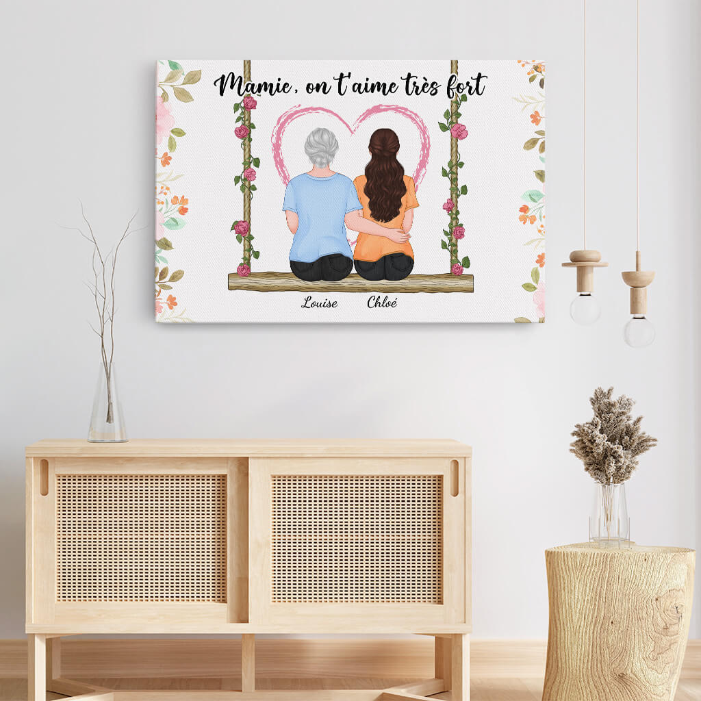 3894CFR3 toile personnalisee mamie on taime mamie 3894C