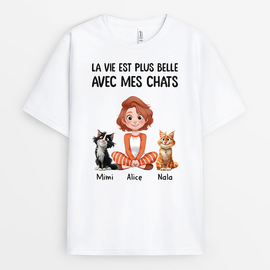 3903AFR1 t shirt chat personnalise la vie est plus belle design cartoon 3903a5n0d_491f6ffc 9ffe 4ab1 a85d 7fe56770f3e8