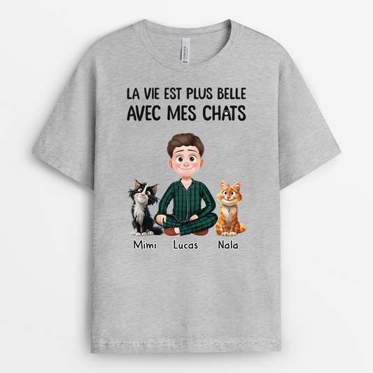 3903AFR2 t shirt chat personnalise la vie est plus belle design cartoon 3903a5n0d_a20a4b50 4fdc 4011 9218 0c8bc2a936a7