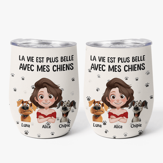 3903TFR1 mug isotherme 590ml personnalise la vie est plus belle avec les chiens 3903T5N0C