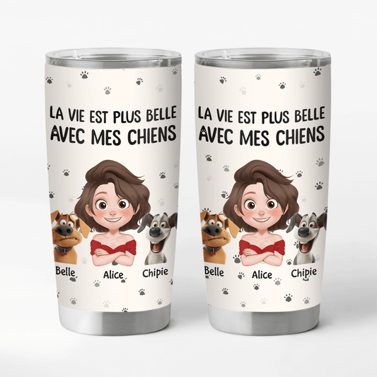 3903TFR1 mug isotherme 590ml personnalise la vie est plus belle avec les chiens 3903T5N0C_1
