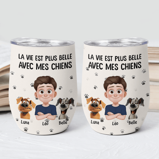 3903TFR2 mug isotherme 590ml personnalise la vie est plus belle avec les chiens 3903T5N0C_1