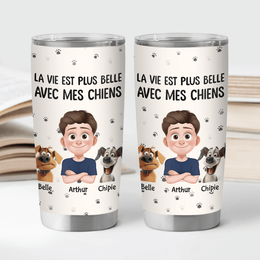 3903TFR2 mug isotherme 590ml personnalise la vie est plus belle avec les chiens 3903T5N0C_2