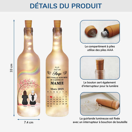 3927LFR2 bouteille lumineuse personnalisee pour mamie un ange qui veille sur moi 3927LKL7A