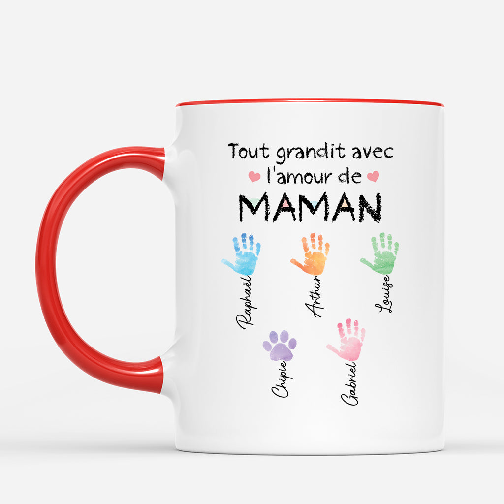3930MFR2 mug personnalise mamanmamie tout grandit avec lamour empreintes 3930m6m5a