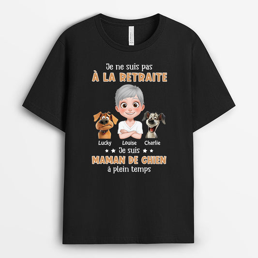 3933AFR1 t shirt personnalise chien maman chien a plein temps 3933a6m0c