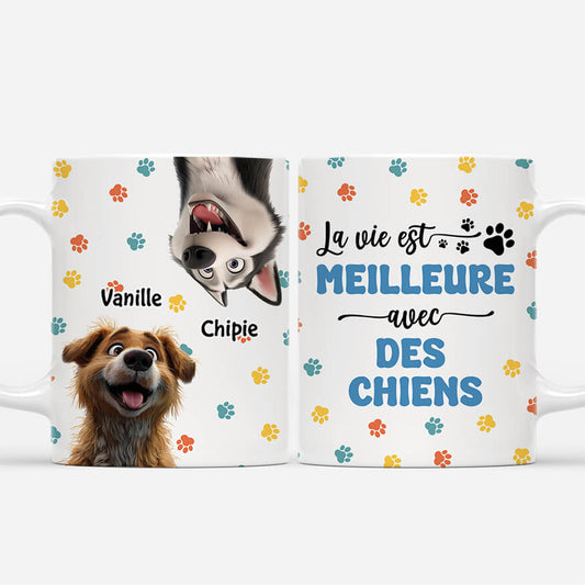 3937MFR1 mug personnalise meilleure vie avec chiens 3937MTT5C