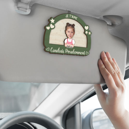 3973GFR2 clip pare soleil de voiture personnalise conduis prudemment 3973g3l0b