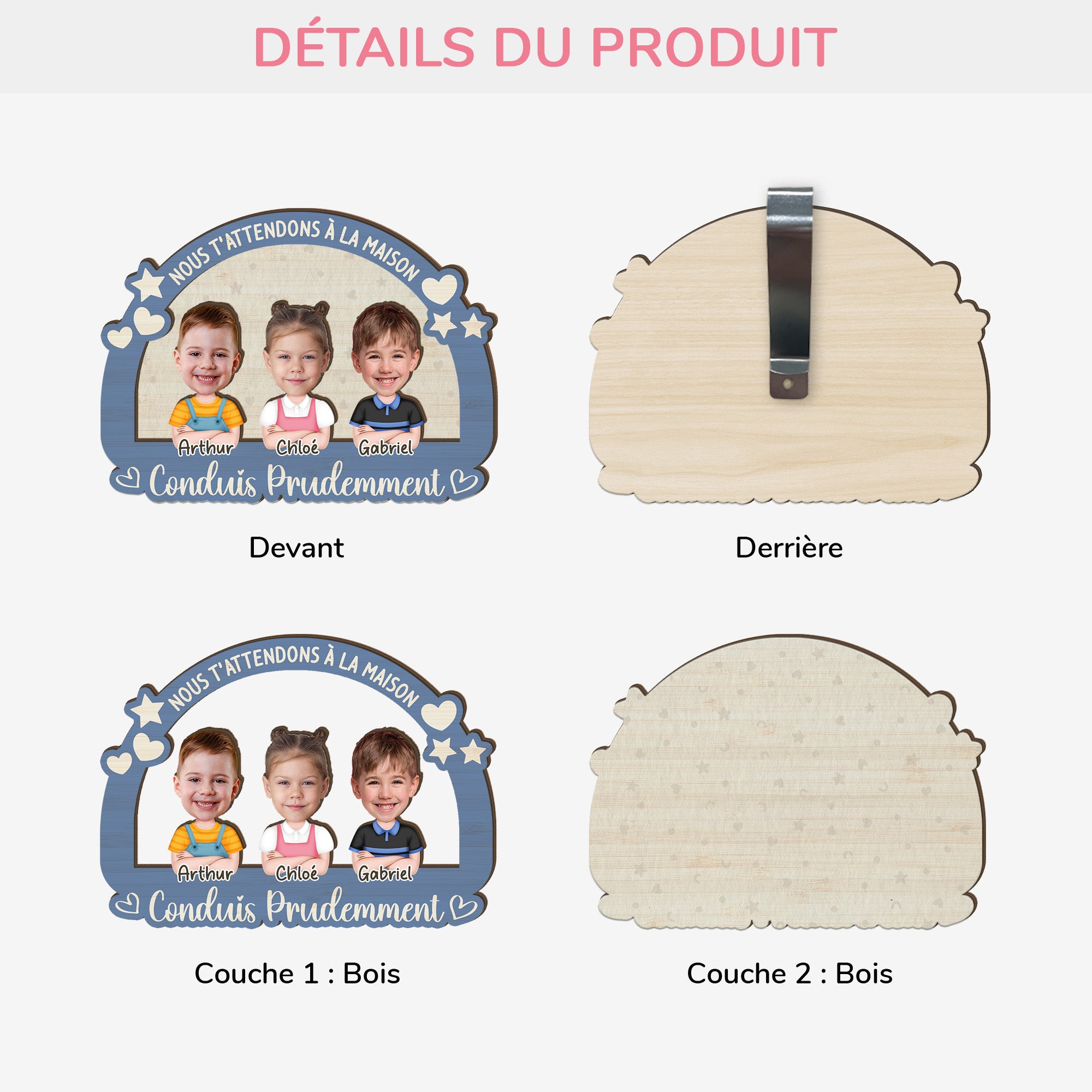 3973GFR3 clip pare soleil de voiture personnalise conduis prudemment 3973g3l0b