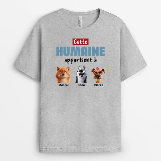 3989AFR2 tee shirt personnalise chien cet humain appartient a design cartoon 3989ATH5C