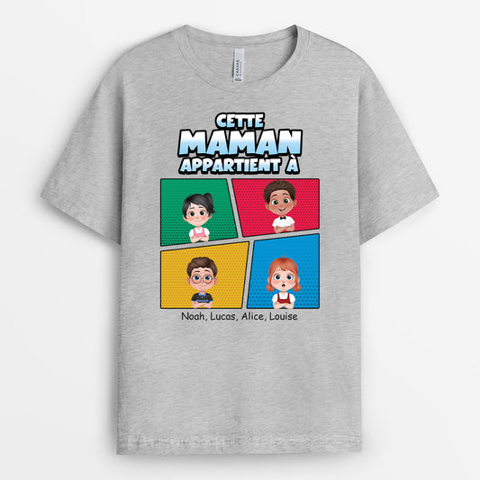 3993AFR2 t shirt personnalise mamie cette mamie appartient a pele mele colore 3993atl0a