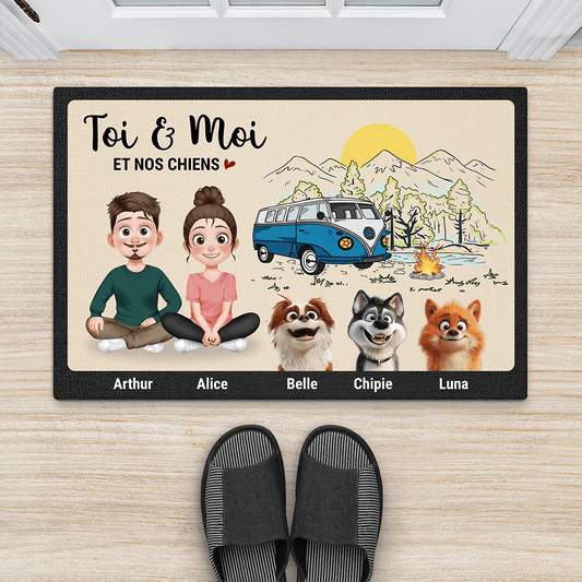 4004DFR2 paillasson personnalise toi et moi et nos chiens version camping 4004D9M0C
