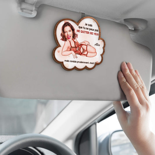 4008GFR2 clip pare soleil de voiture personnalise pour couple conduis prudemment cheri 4008G5Q8G