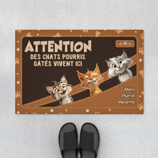 4011DFR1 tapis personnalise des chats pourris gates design cuir 4011d5n3d