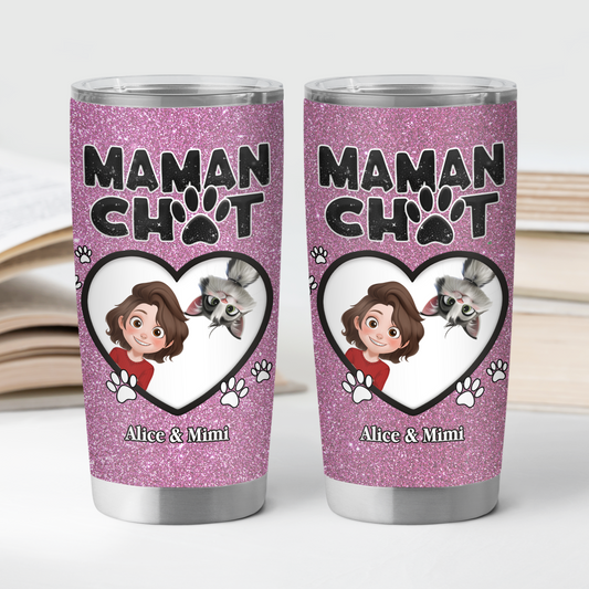 4012TFR2 mug isotherme 590ml personnalise maman chien coeur paillette 4012TKN0C