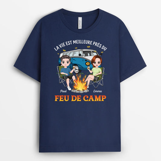 4023AFR2 t shirt couple personnalise meilleure vie pres du feu de camp 4023a6h0a