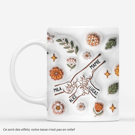 4026MFR1 effet dimpression 3d mug personnalise mamie mains et fleurs vintage 4026m6m5a