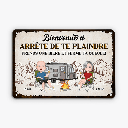 4028EFR2 plaque en metal personnalisee pour couple arrete de te plaindre 4028ETM0G