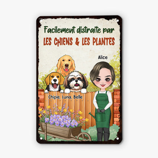 4031EFR1 plaque en metal personnalisee avec chien facilement distraite 4031etq0c