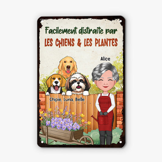 4031EFR2 plaque en metal personnalisee avec chien facilement distraite 4031etq0c