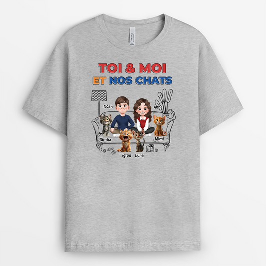 4038AFR2 t shirt personnalise chat toi moi design cartoon 4038akh0d