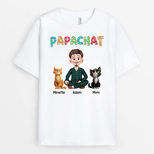 4043AFR1 t shirt chat personnalise papa chat design cartoon colore 4043a6q0d