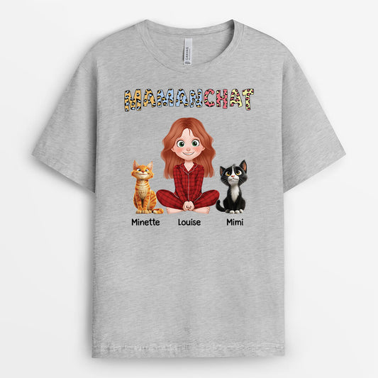 4043AFR2 t shirt chat personnalise papa chat design cartoon colore 4043a6q0d