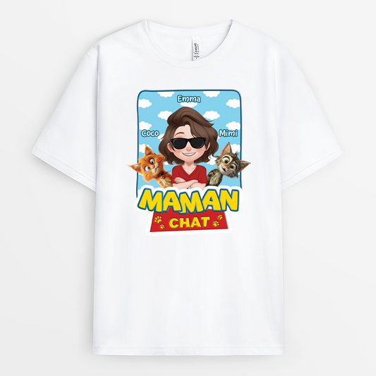 4047AFR1 t shirt pour amoureux des chats maman chat design cartoon colore 4047a5h0d