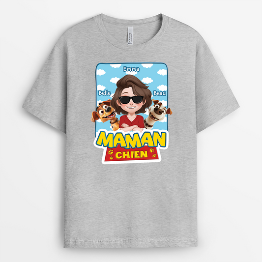 4047AFR2 t shirt pour amoureux des chiens papa chien design cartoon colore 4047a5h0c