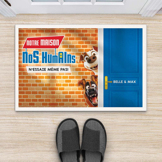 4048DFR2 paillasson personnalise chien notre maison nos humains 4048d5m5c