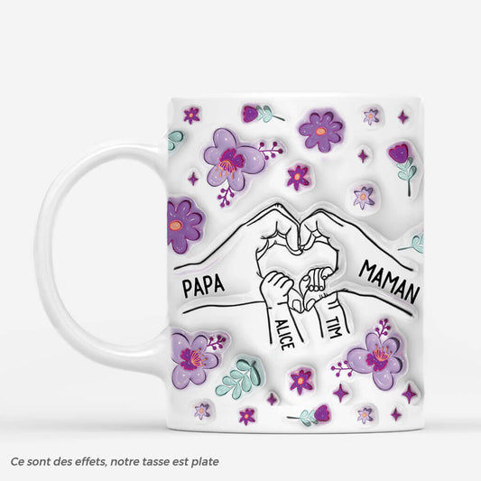 4062MFR1 effet dimpression 3d mug personnalise famille mains coeur et fleurs violettes 4062M8L5I_39dfd3c0 933d 4162 b1ee c90dc6db1d39