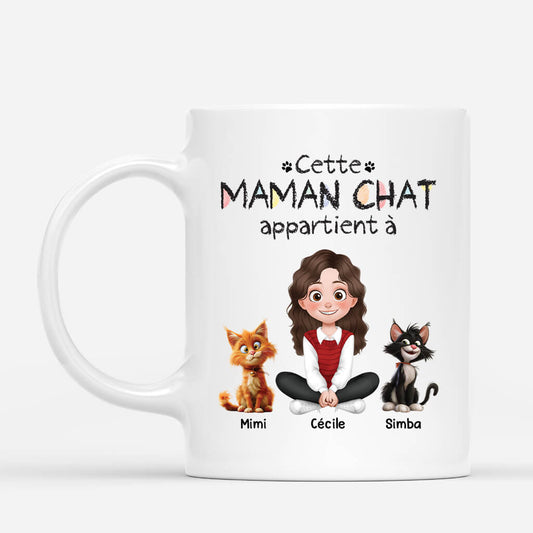 4071MFR1 mug personnalise chat cette maman appartient a design cartoon 4071m8i0d