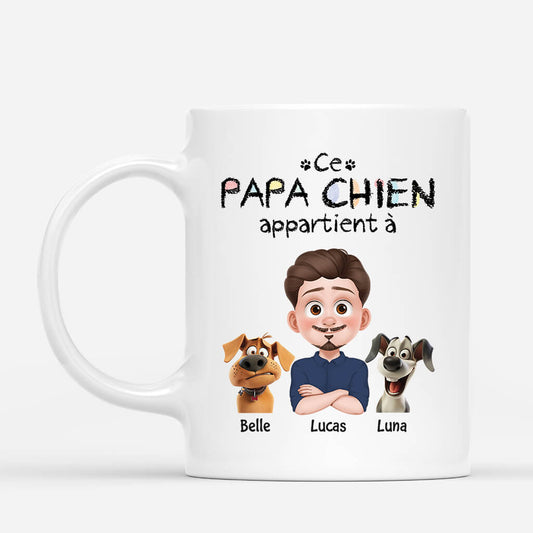 4071MFR1 mug personnalise chien ce papa appartient a design cartoon 4071m8i0c