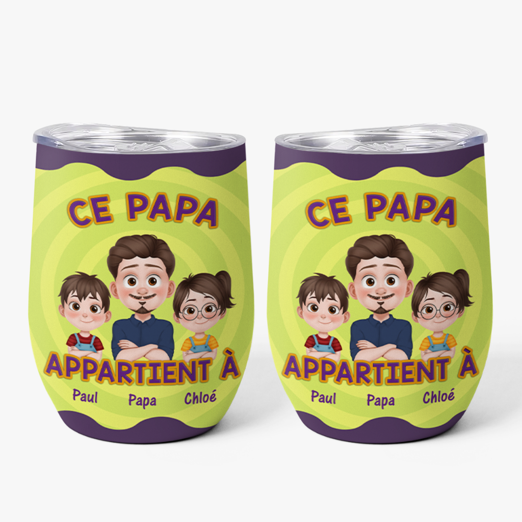 4073TFR1 effet dimpression 3d mug isotherme 355ml personnalise ce papa appartient a vert et violet 4073t3i0b
