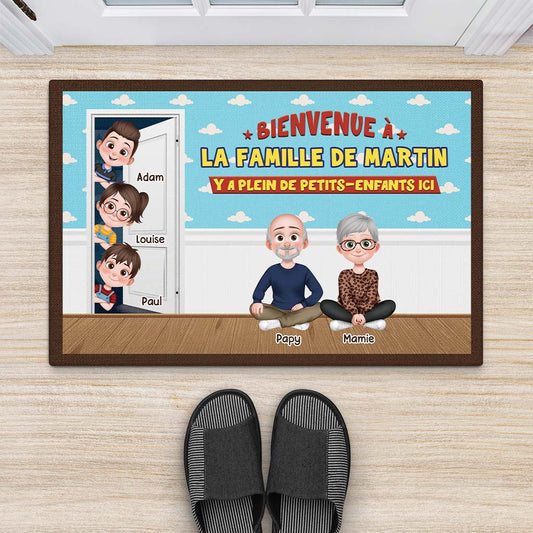 4118DFR2 paillasson famille personnalisee y a plein denfants ici design cartoon 4118d3t0i