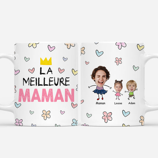4148MFR1 mug personnalise meilleure maman pour toujours dessin crayon avec visage 4148mkm8a