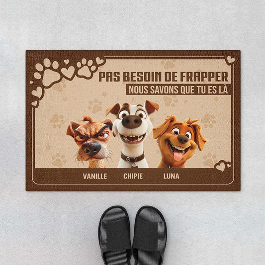 4153DFR1 paillasson chien personnalise pas besoin de frapper design cartoon 4153d5t5c_45c48298 dcdc 46b6 9b18 b1b2df63eff0