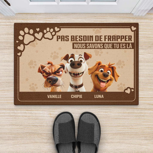4153DFR2 paillasson chien personnalise pas besoin de frapper design cartoon 4153d5t5c_7a04a347 28fd 459c 8470 3a69848197fb