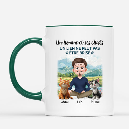 4162MFR2 mug personnalise une fille et son chat design cartoon avec tournesol 4162m3k0d