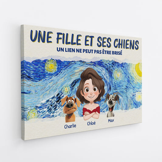 4180CFR2 toile personnalisable un garcon et ses chiens version van gogh 4180ctk5c