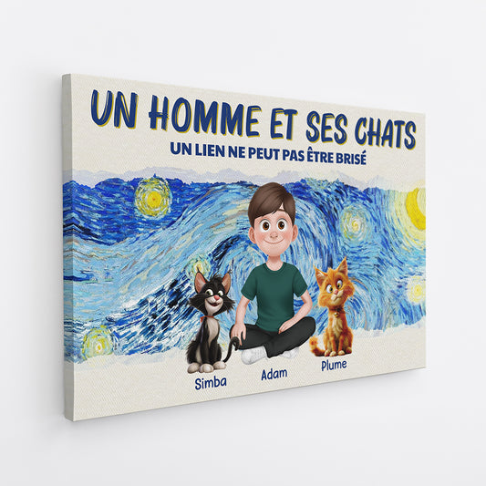 4180CFR2 toile personnalisable une fille et ses chats version van gogh 4180ctk5d_04e781d2 1bc8 4b5b 9e43 a68e13585c4f