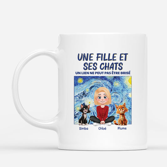 4180MFR1 mug personnalisable une fille et ses chats version van gogh 4180mtk5d