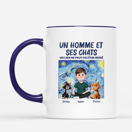 4180MFR2 mug personnalisable une fille et ses chats version van gogh 4180mtk5d