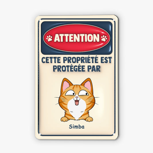 4181EFR1 plaque personnalisee 3d cette propriete est protegee par chat 4181etl0d