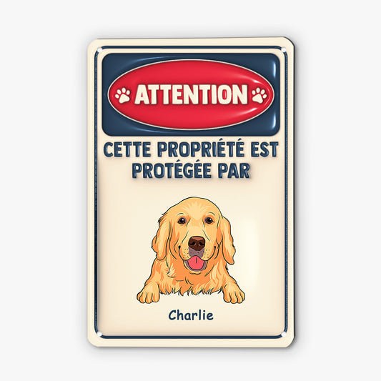 4181EFR1 plaque personnalisee 3d cette propriete est protegee par chien 4181etl0c