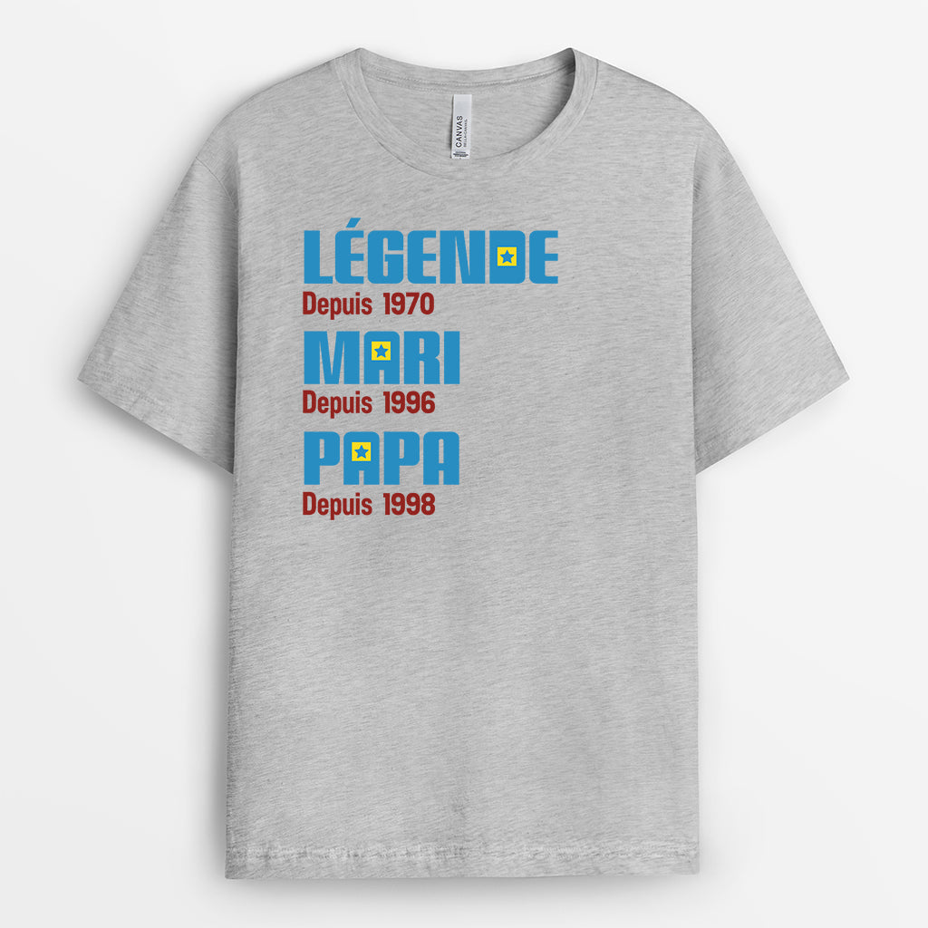4185AFR2 t shirt homme personnalise mari papa papy depuis version pop 4185a8l5b