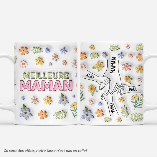 4196MFR1 effet dimpression 3d mug personnalise meilleure maman pastel avec fleurs 4196mkh5a