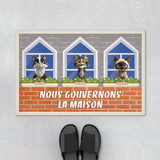 4198DFR1 paillasson chat personnalise nous gouvenons la maison version fenetres 4198dkh5d
