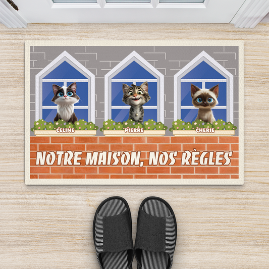 4198DFR2 paillasson chat personnalise nous gouvenons la maison version fenetres 4198dkh5d
